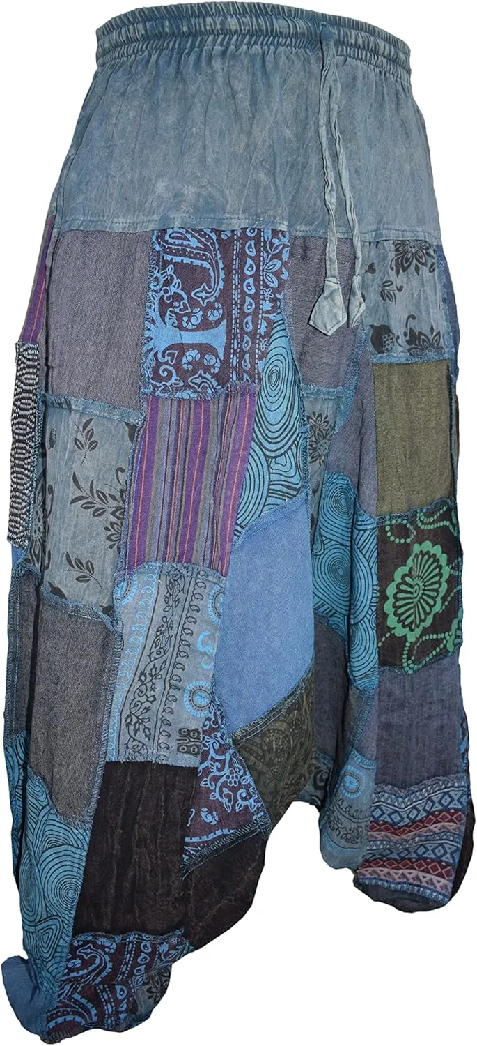 Gheri Mens Patchwork Stone Washed Yoga Bohemian Baggy Printed Harem Pants