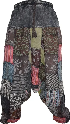 Gheri Mens Patchwork Stone Washed Yoga Bohemian Baggy Printed Harem Pants