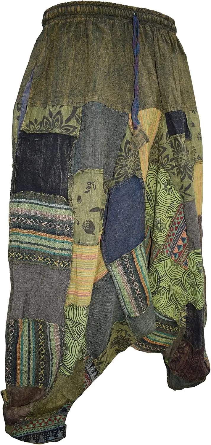 Gheri Mens Patchwork Stone Washed Yoga Bohemian Baggy Printed Harem Pants