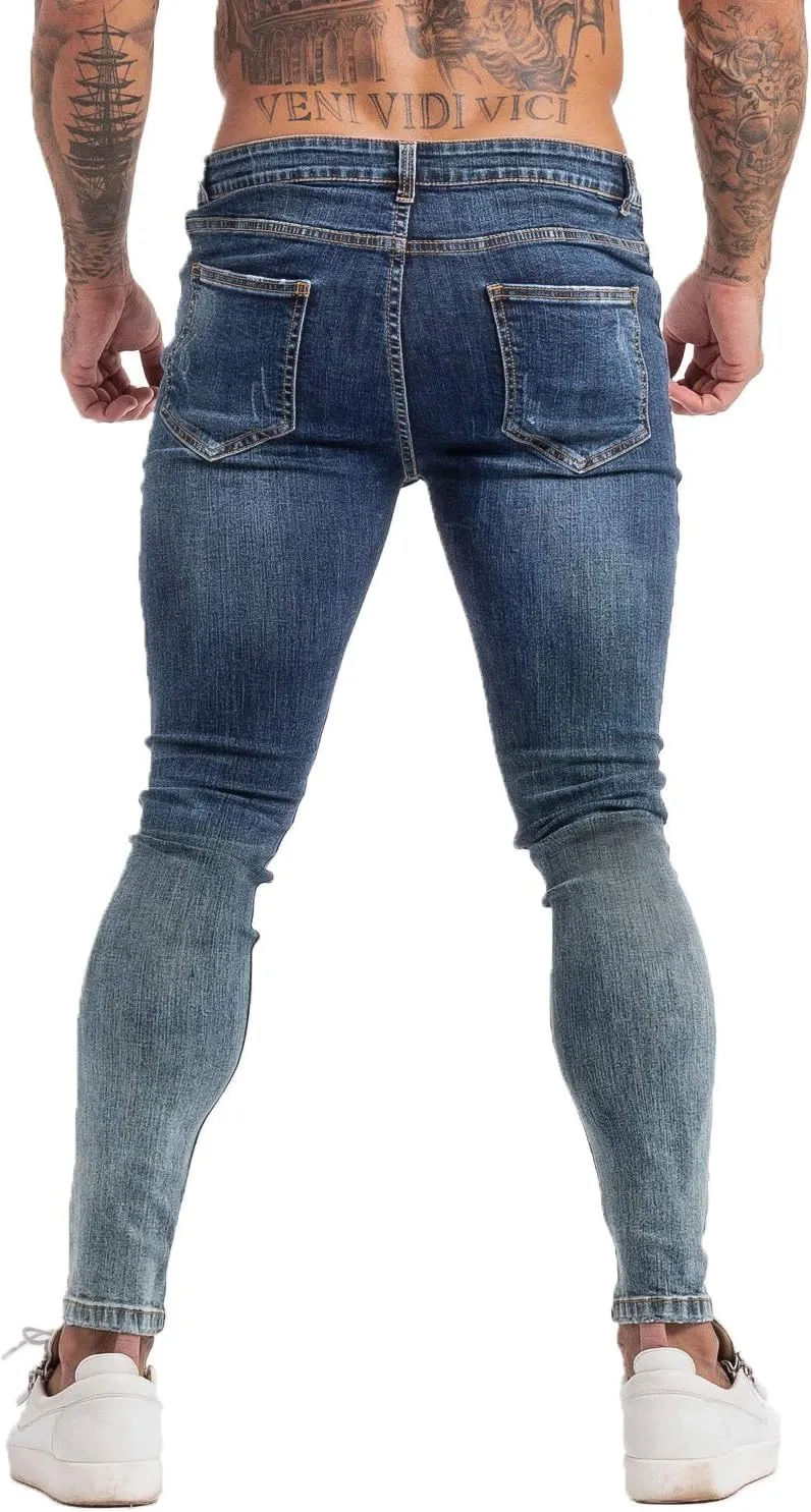 GINGTTO Men's Skinny Jeans Stretch Ripped Tapered Leg