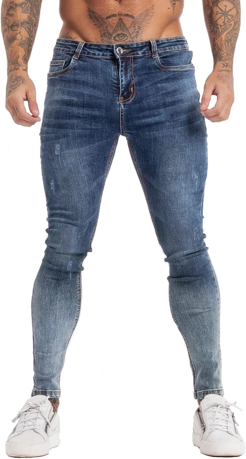 GINGTTO Men's Skinny Jeans Stretch Ripped Tapered Leg
