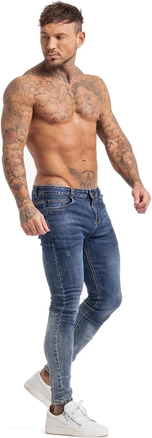 GINGTTO Men's Skinny Jeans Stretch Ripped Tapered Leg