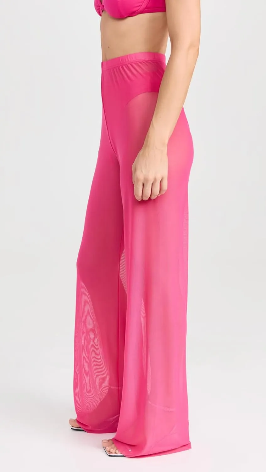 Good American Women's Gauze Mesh Wide Leg Pants