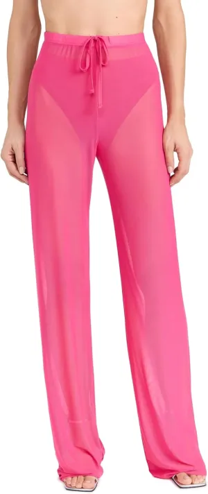 Good American Women's Gauze Mesh Wide Leg Pants