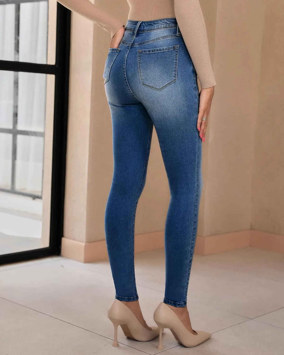 GRAPENT Skinny Jeans for Women High Waist Stretchy Classic High Rise Slimming Jeggings Denim Trousers Pants