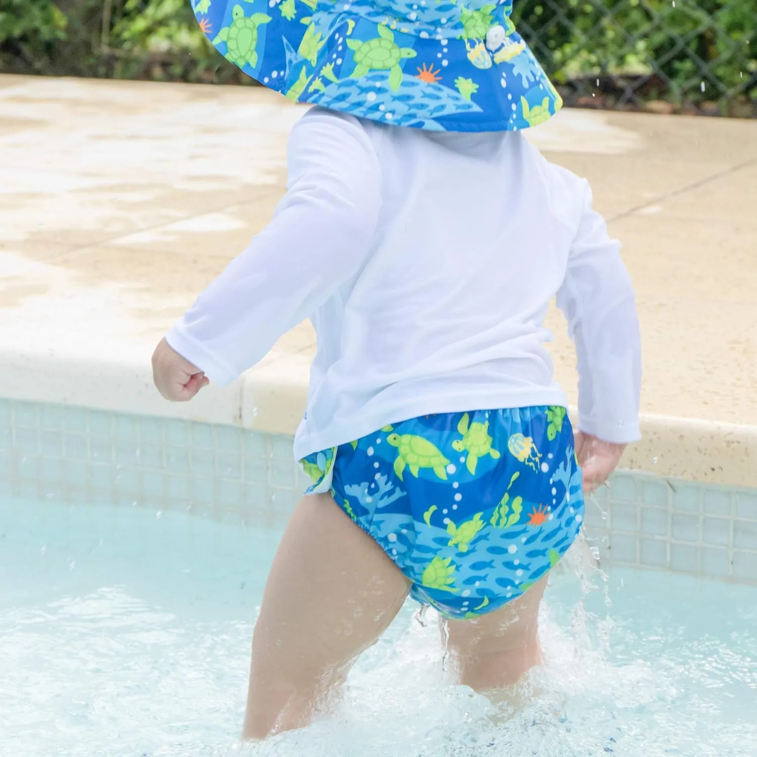 green sprouts Snap Reusable Absorbent Swimsuit Diaper, Light Pink Pinstripe, 24 Month
