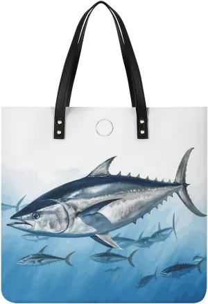 Handbags for WomenBluefin Tuna ThunnusTrendy Vegan Leather Hobo Handbags,Women's Soft Bucket Bag For Women - Ladies Handbags For Work, Travel, Casual Use,Birthday Gifts