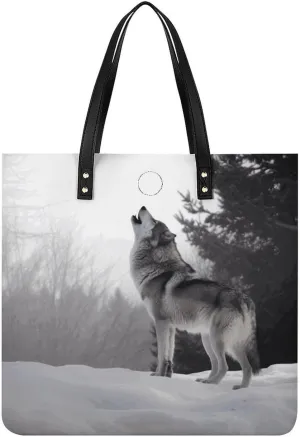 Handbags for WomenHowling WolfTrendy Vegan Leather Hobo Handbags,Women's Soft Bucket Bag For Women - Ladies Handbags For Work, Travel, Casual Use,Birthday Gifts