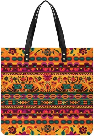 Handbags for WomenMexican Folk Art BohoTrendy Vegan Leather Hobo Handbags,Women's Soft Bucket Bag For Women - Ladies Handbags For Work, Travel, Casual Use,Birthday Gifts