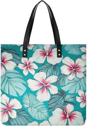 Handbags for WomenTropical Hibiscus FlowersTrendy Vegan Leather Hobo Handbags,Women's Soft Bucket Bag For Women - Ladies Handbags For Work, Travel, Casual Use,Birthday Gifts