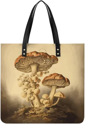 Handbags for WomenVintage MushroomsTrendy Vegan Leather Hobo Handbags,Women's Soft Bucket Bag For Women - Ladies Handbags For Work, Travel, Casual Use,Birthday Gifts
