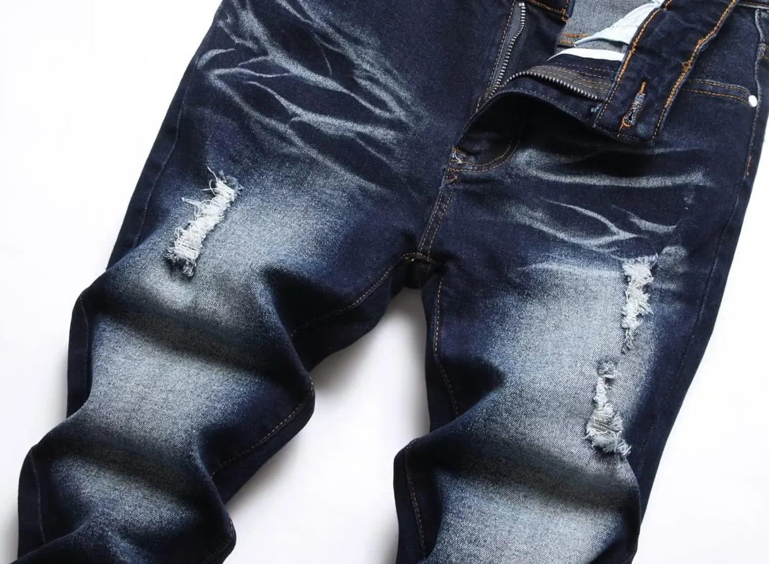 HENGAO Boy's Distressed Ripped Skinny Jeans