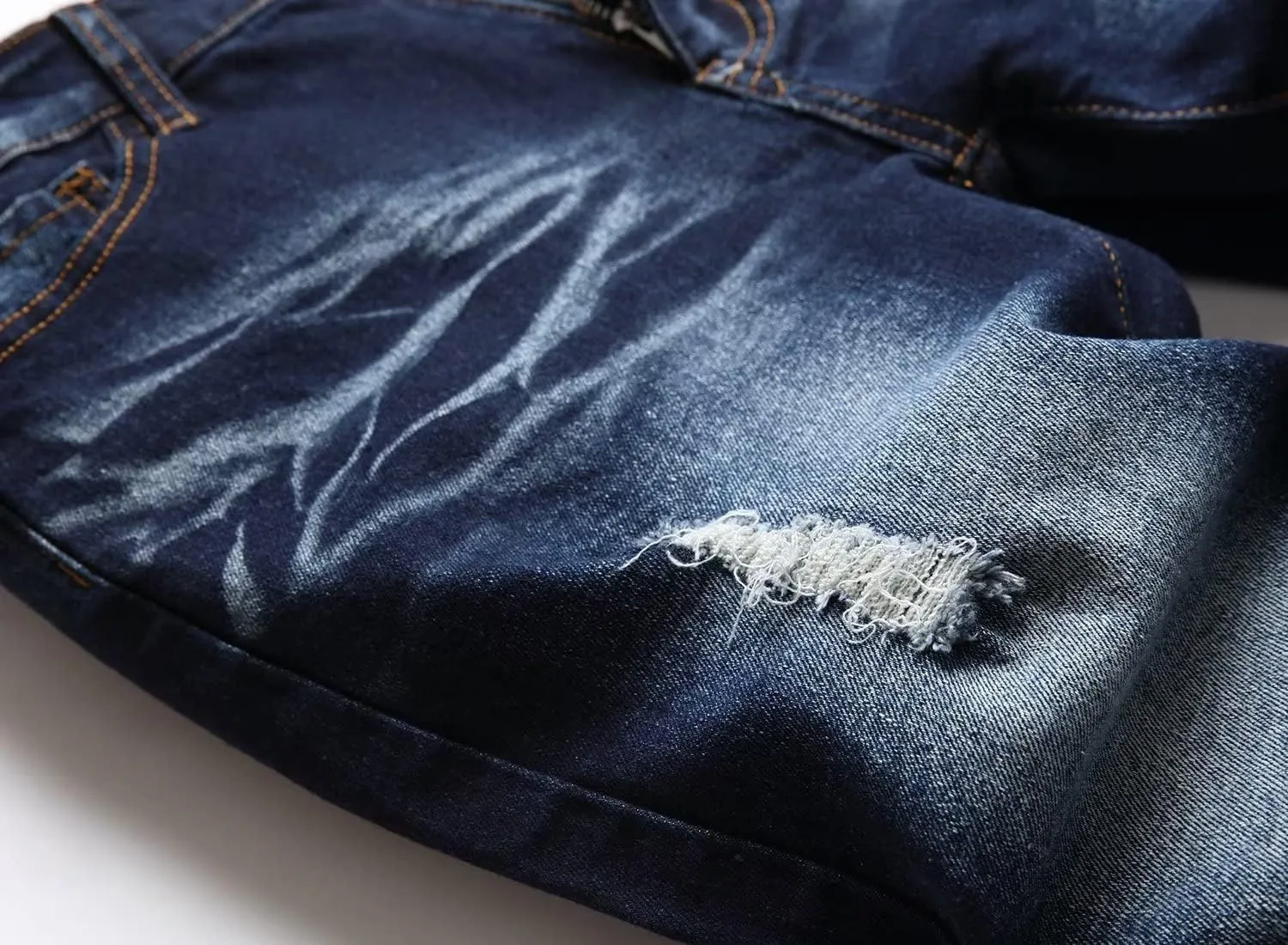 HENGAO Boy's Distressed Ripped Skinny Jeans