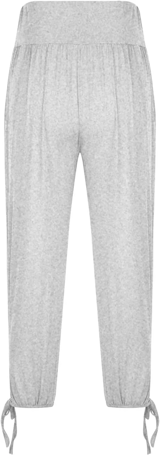 High Waist Capri Yoga Pants for Women Dressy Casual Tummy Control Crop Lounge Trousers Loose Comfy Workout Sweatpants