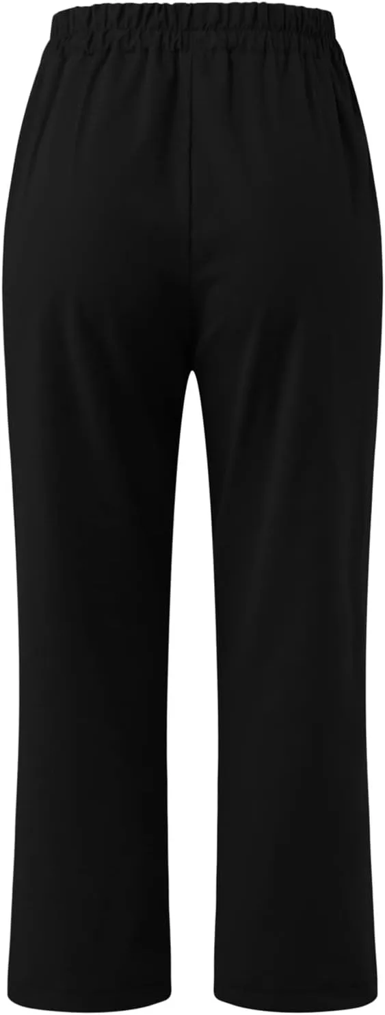 hlysgo Cotton Linen Capri Pants for Women High Waisted Straight Leg Capris 2025 Summer Loose Comfy Casual Cropped Trouser