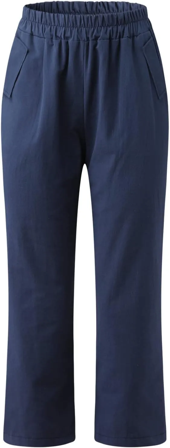 hlysgo Cotton Linen Capri Pants for Women High Waisted Straight Leg Capris 2025 Summer Loose Comfy Casual Cropped Trouser