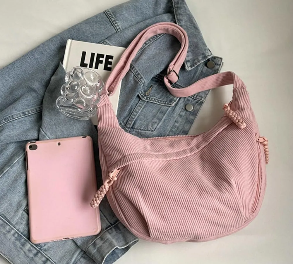 Hobo Bag Women's Crescent Large Capacity Shoulder Bag Vintage Nylon Canvas Crossbody Bag Lazy Nylon Dumpling Bag Purse