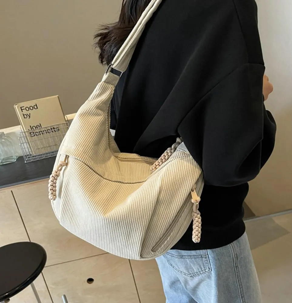 Hobo Bag Women's Crescent Large Capacity Shoulder Bag Vintage Nylon Canvas Crossbody Bag Lazy Nylon Dumpling Bag Purse