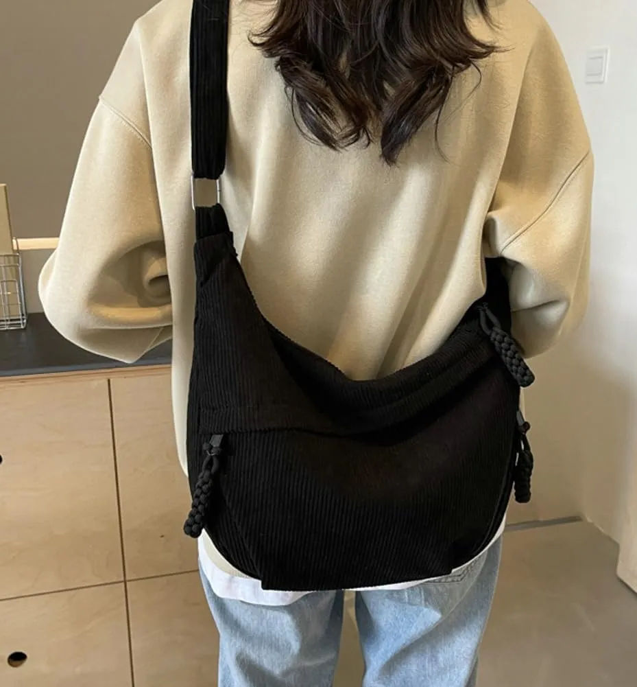 Hobo Bag Women's Crescent Large Capacity Shoulder Bag Vintage Nylon Canvas Crossbody Bag Lazy Nylon Dumpling Bag Purse