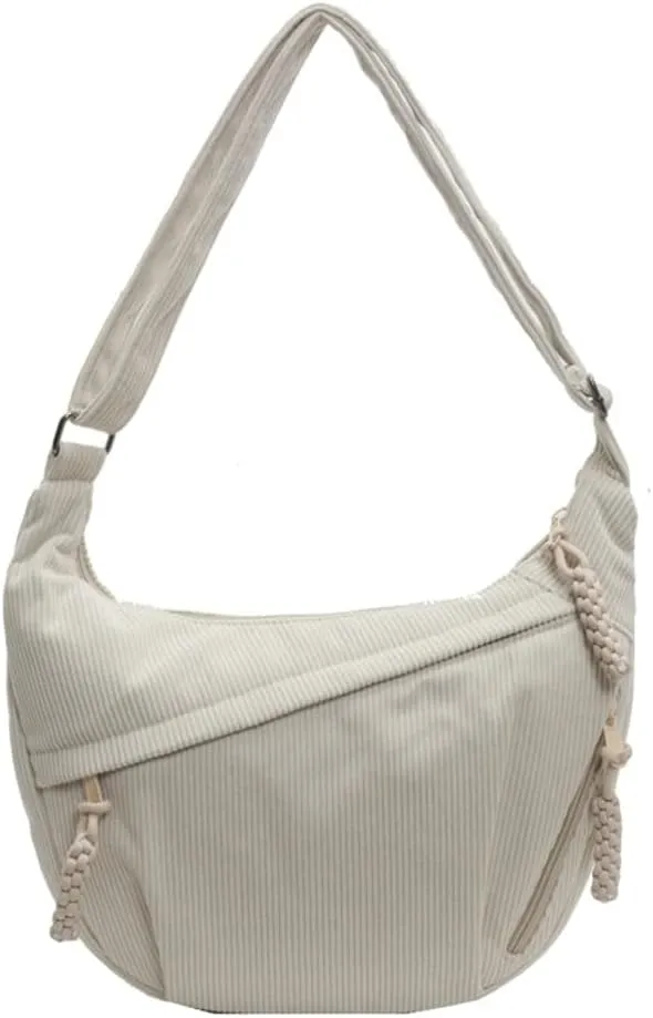 Hobo Bag Women's Crescent Large Capacity Shoulder Bag Vintage Nylon Canvas Crossbody Bag Lazy Nylon Dumpling Bag Purse