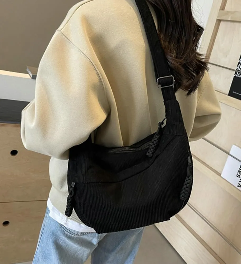 Hobo Bag Women's Crescent Large Capacity Shoulder Bag Vintage Nylon Canvas Crossbody Bag Lazy Nylon Dumpling Bag Purse