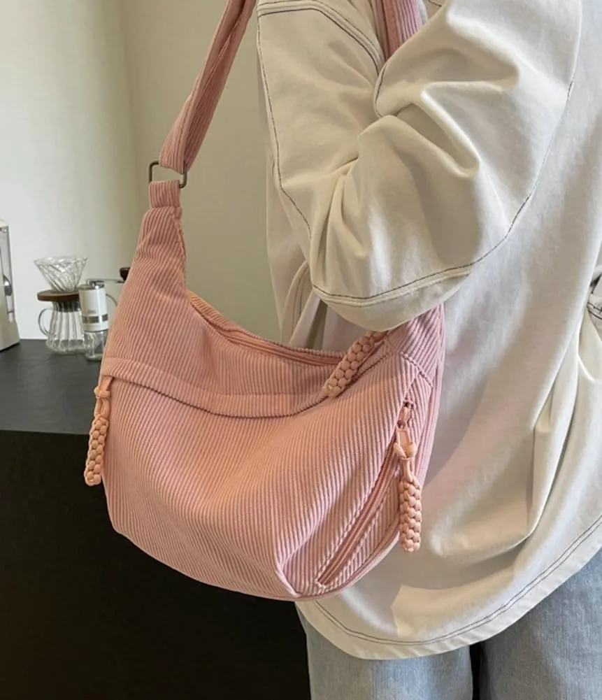Hobo Bag Women's Crescent Large Capacity Shoulder Bag Vintage Nylon Canvas Crossbody Bag Lazy Nylon Dumpling Bag Purse
