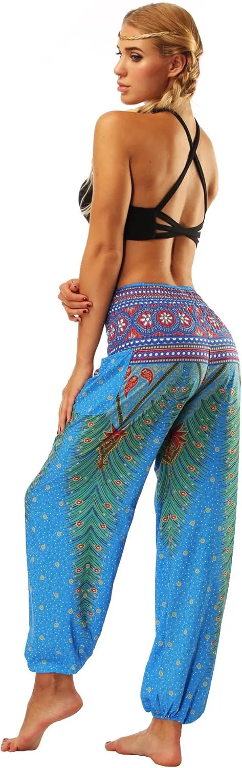 Honeystore Women's Boho Harem Yoga Pants Hippie Tapered Loose Beach Trousers