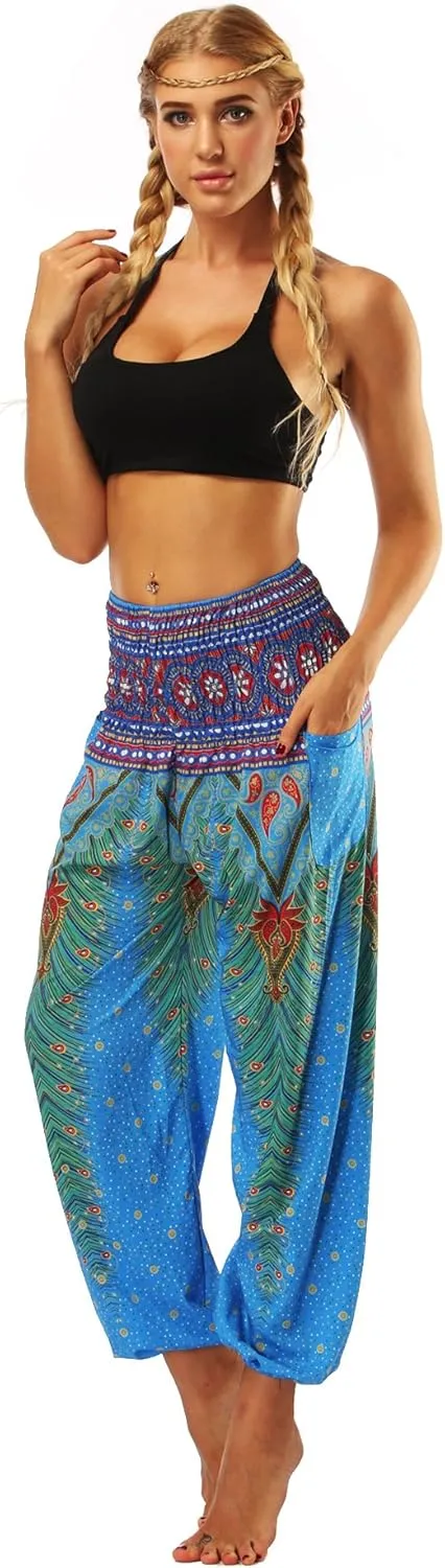Honeystore Women's Boho Harem Yoga Pants Hippie Tapered Loose Beach Trousers