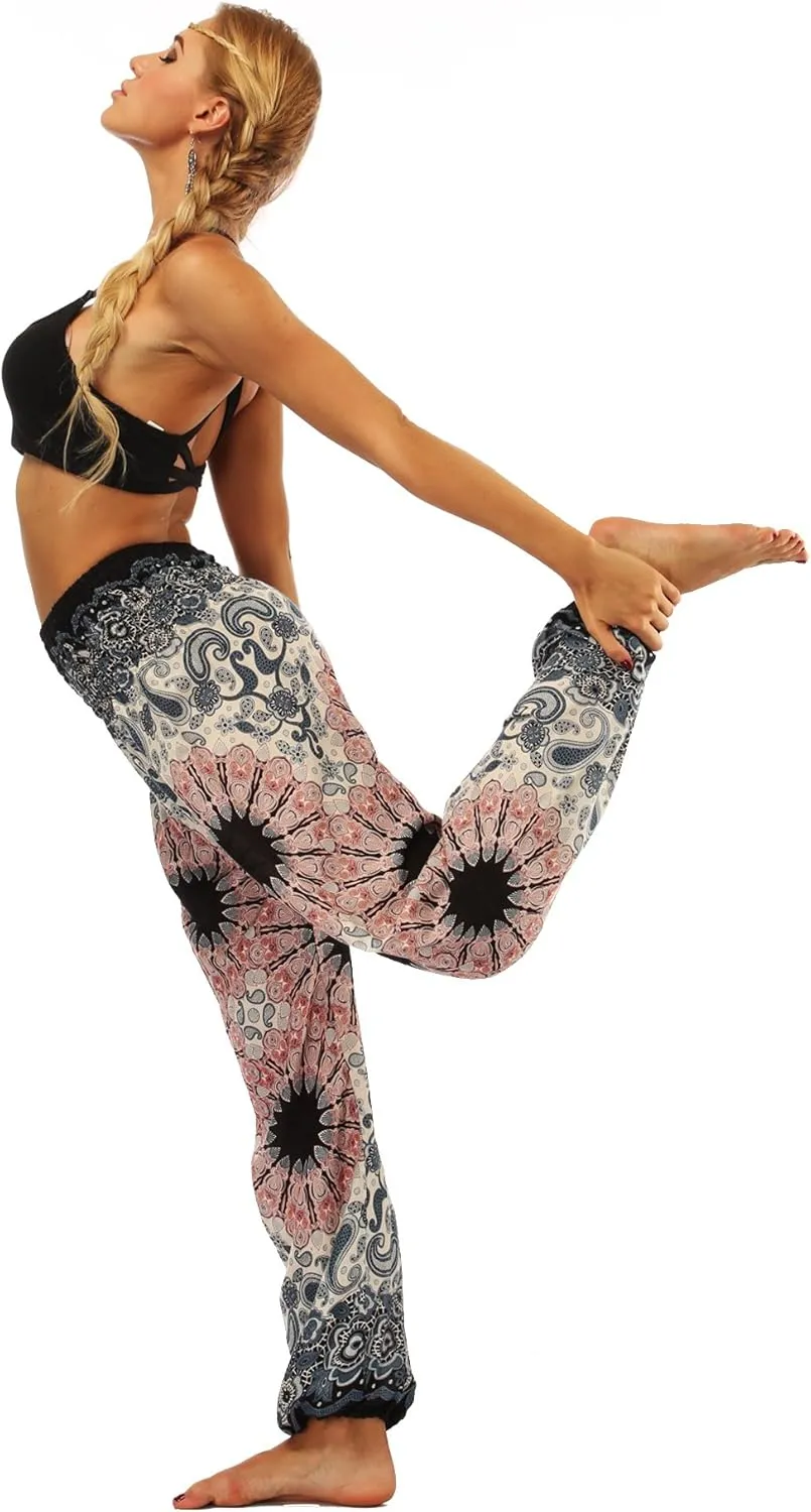 Honeystore Women's Boho Harem Yoga Pants Hippie Tapered Loose Beach Trousers
