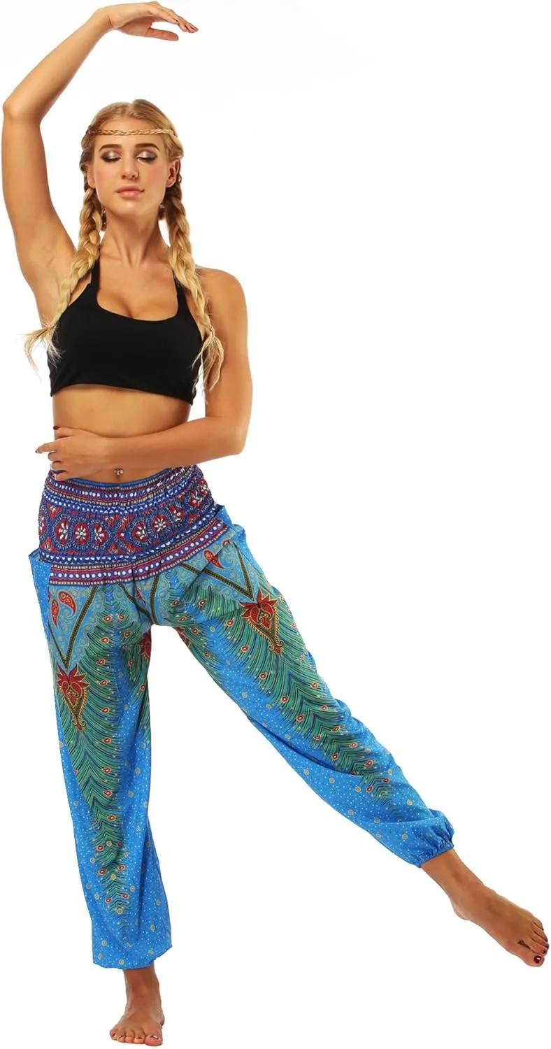 Honeystore Women's Boho Harem Yoga Pants Hippie Tapered Loose Beach Trousers
