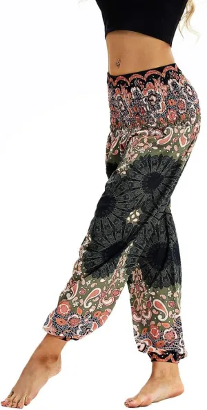 Honeystore Women's Boho Harem Yoga Pants Hippie Tapered Loose Beach Trousers