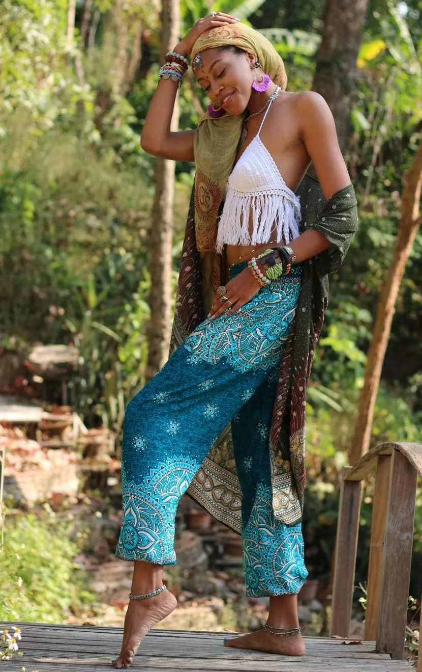 Honeystore Women's Boho Harem Yoga Pants Hippie Tapered Loose Beach Trousers