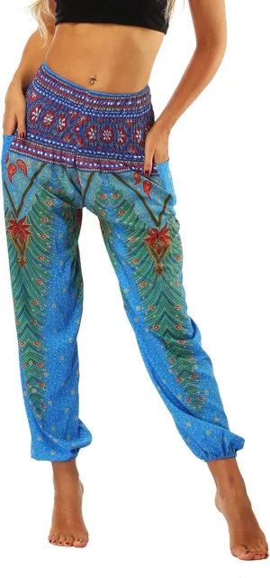 Honeystore Women's Boho Harem Yoga Pants Hippie Tapered Loose Beach Trousers