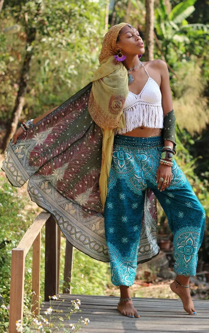 Honeystore Women's Boho Harem Yoga Pants Hippie Tapered Loose Beach Trousers