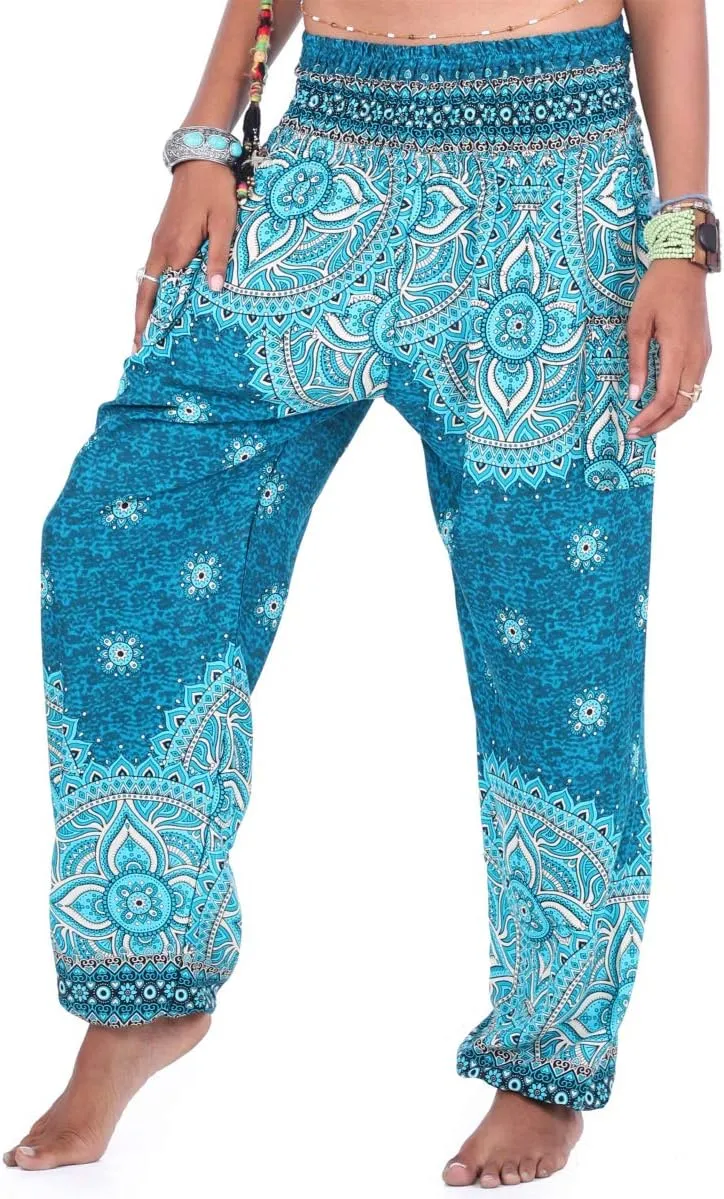 Honeystore Women's Boho Harem Yoga Pants Hippie Tapered Loose Beach Trousers