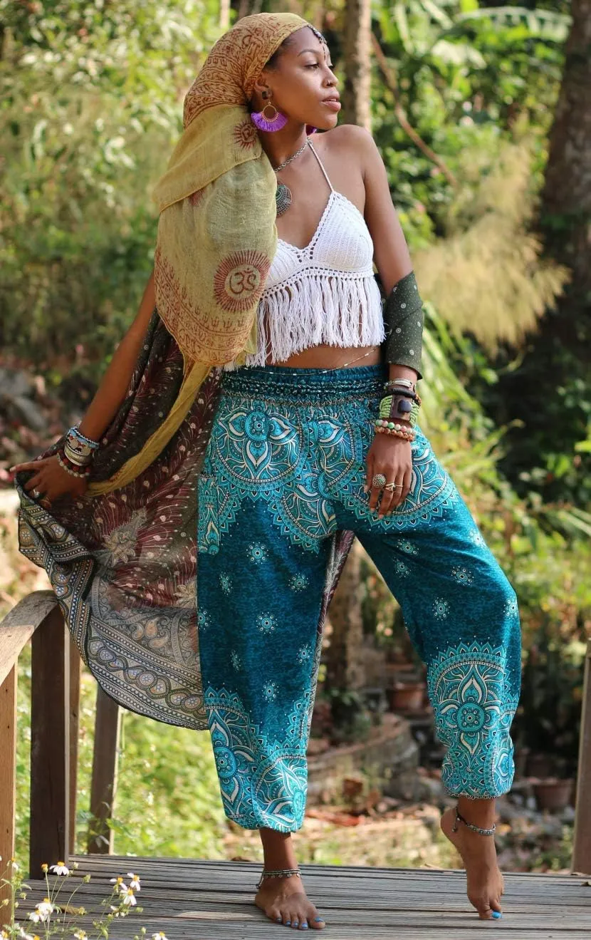 Honeystore Women's Boho Harem Yoga Pants Hippie Tapered Loose Beach Trousers