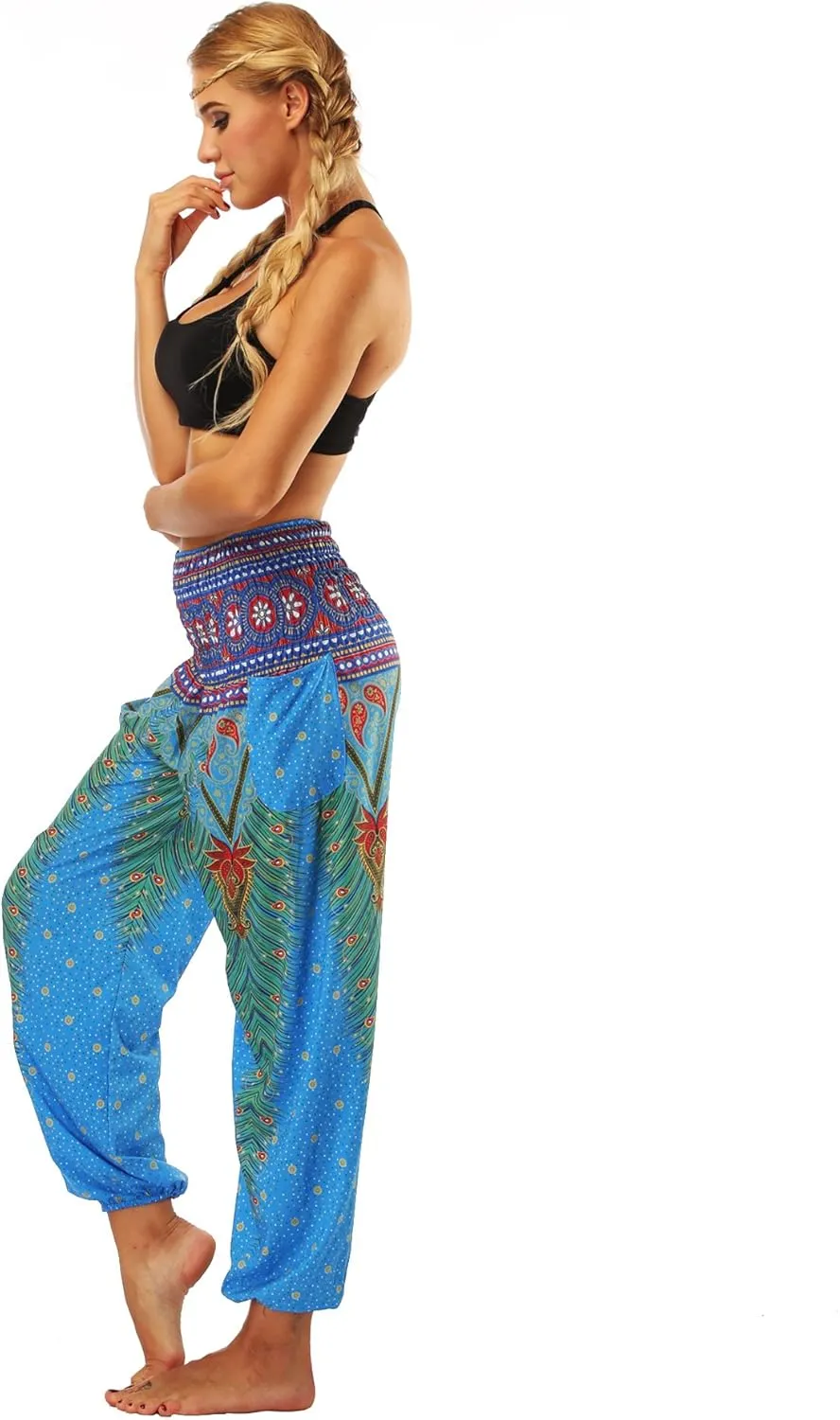 Honeystore Women's Boho Harem Yoga Pants Hippie Tapered Loose Beach Trousers