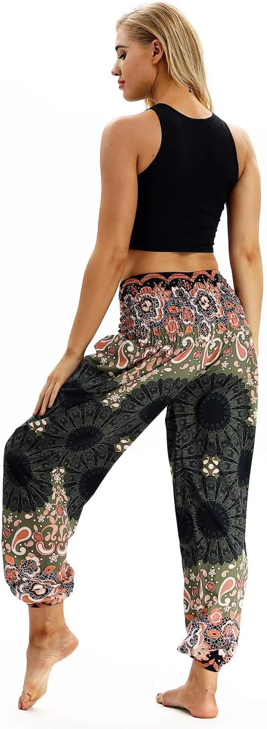 Honeystore Women's Boho Harem Yoga Pants Hippie Tapered Loose Beach Trousers