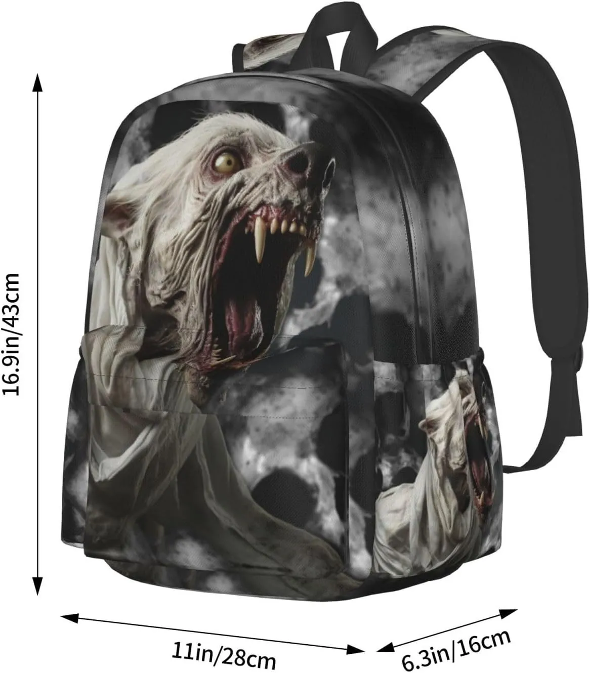 Horror White Animal Unisex Backpack Daypack With Adjustable Padded Straps Big Capacity Travel Laptop Backpacks