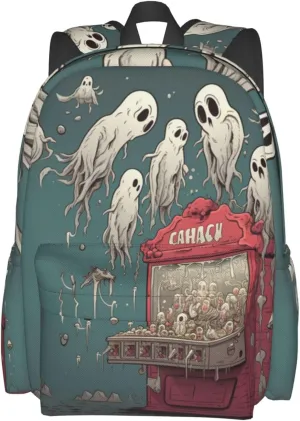 Horror White Unisex Backpack Daypack With Adjustable Padded Straps Big Capacity Travel Laptop Backpacks