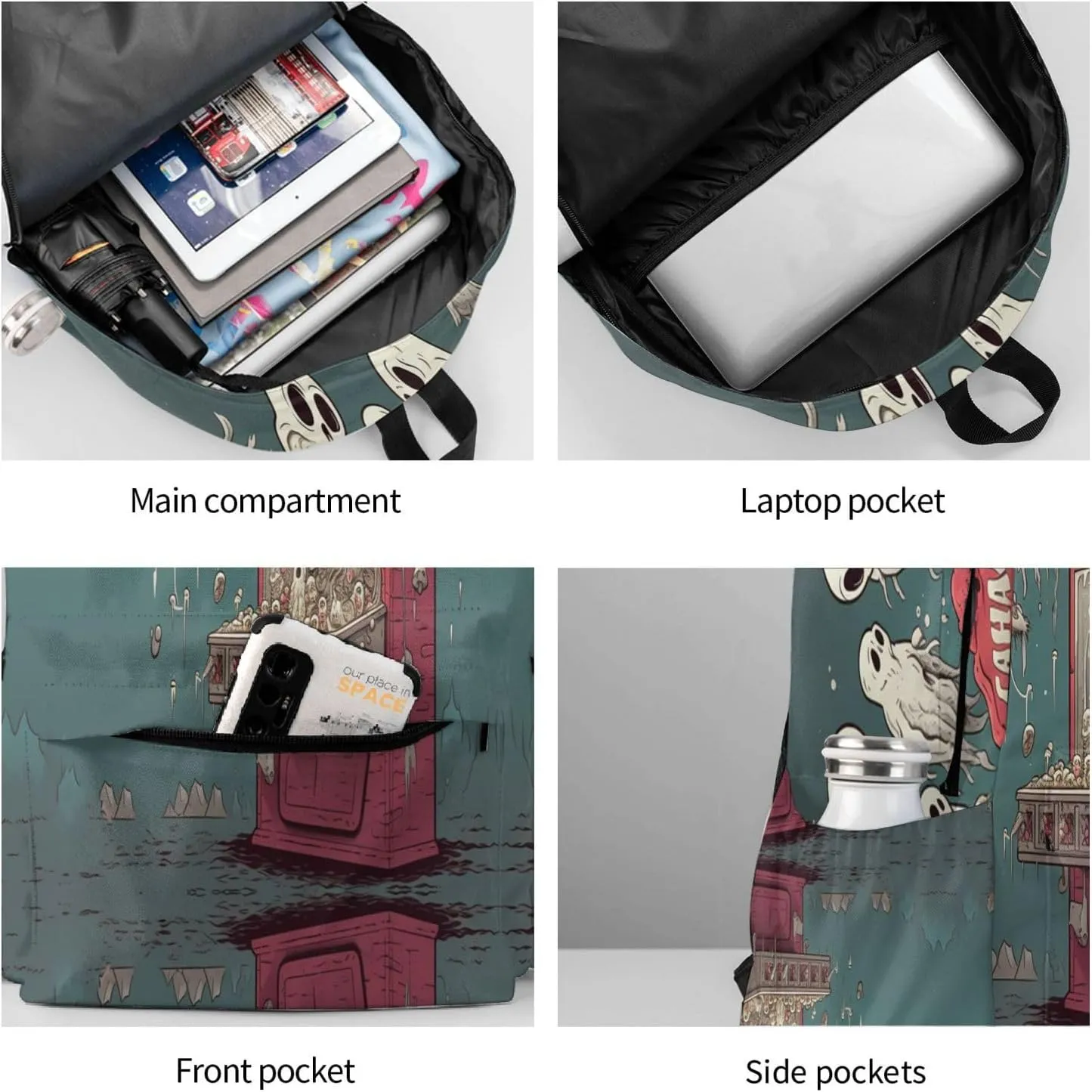 Horror White Unisex Backpack Daypack With Adjustable Padded Straps Big Capacity Travel Laptop Backpacks