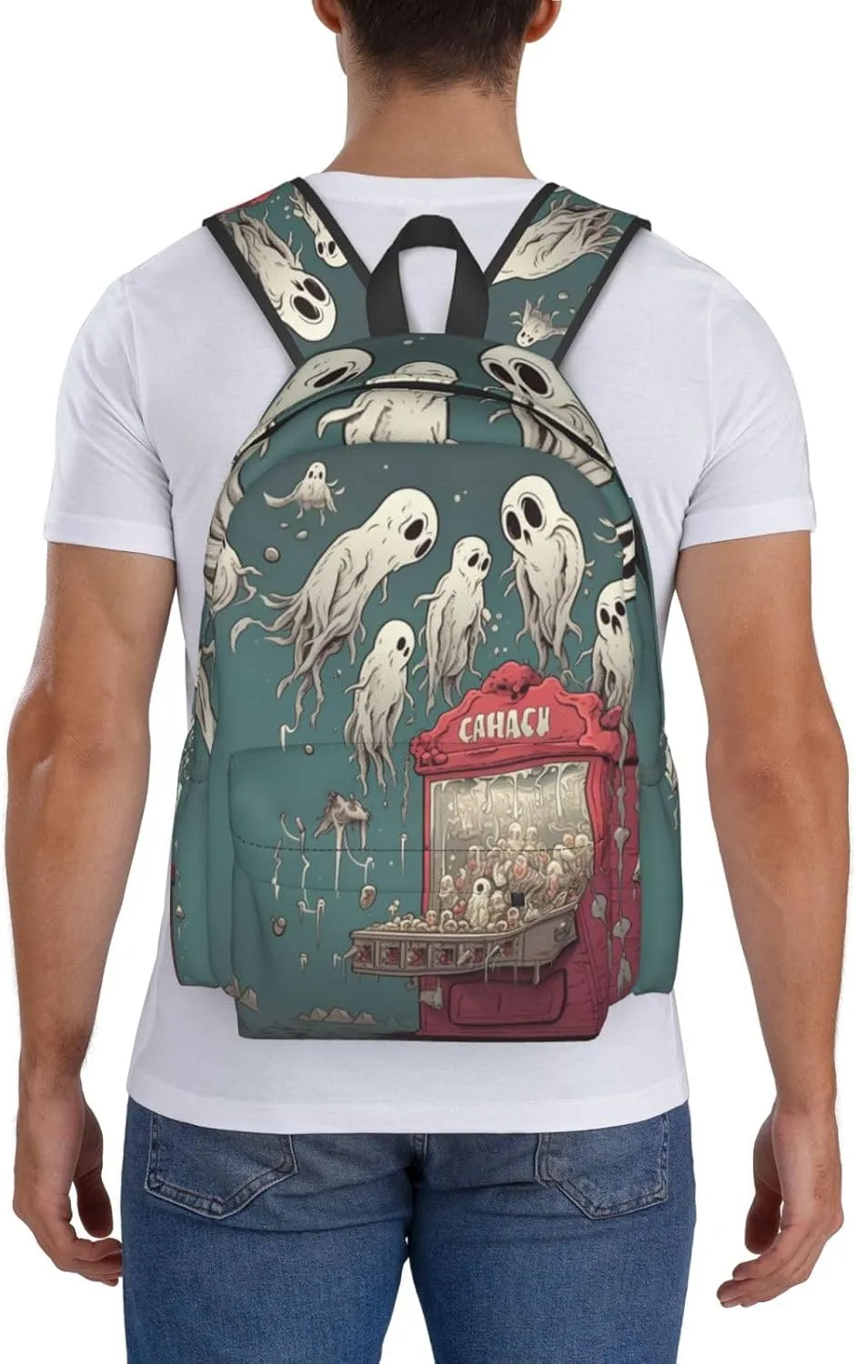 Horror White Unisex Backpack Daypack With Adjustable Padded Straps Big Capacity Travel Laptop Backpacks