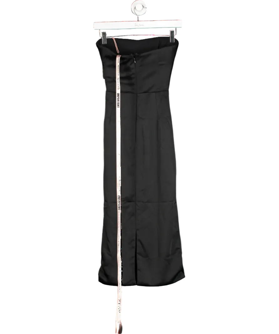 House of CB Black Santana Satin Drape Midi Dress UK XS