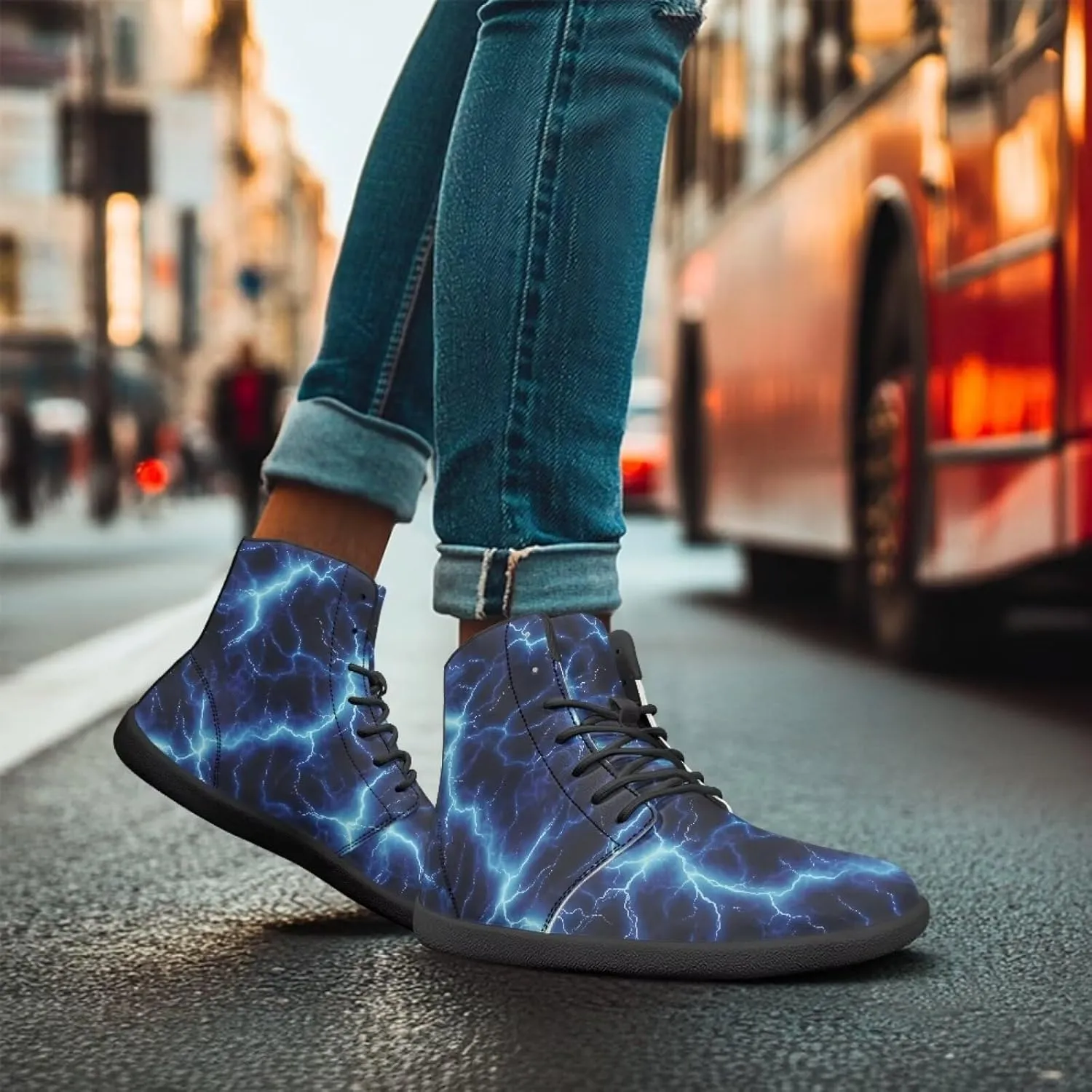 Howilath Marble Print High Top Sneakers for Men Wide Toe Barefoot Shoes Waterproof Running Cross Training Shoe