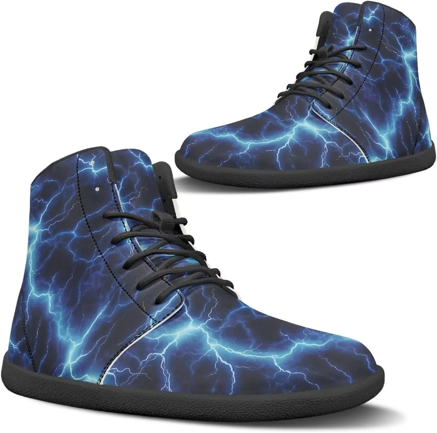 Howilath Marble Print High Top Sneakers for Men Wide Toe Barefoot Shoes Waterproof Running Cross Training Shoe