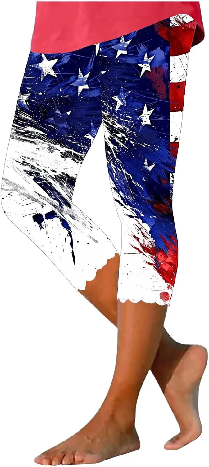 Hvyesh Womens Capris for Summer Clearance Capri Leggings for Women Stretchy Workout Yoga Casual Vacation Beach Pants
