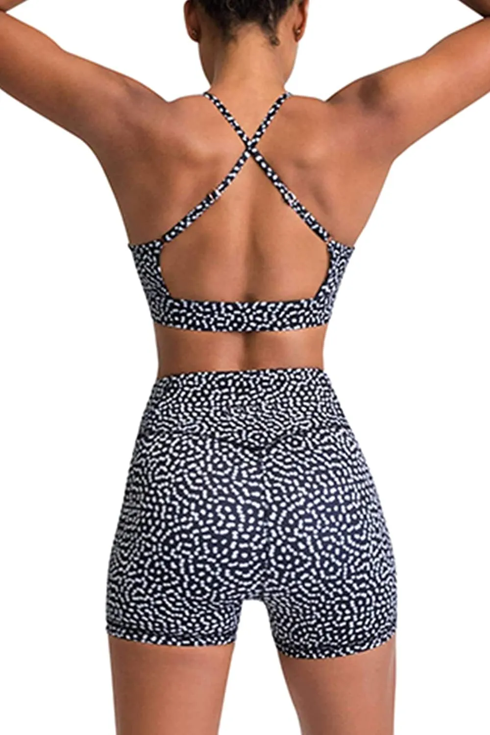 IMEKIS Women's Workout Sets 2 Piece Yoga Outfit High Waisted Biker Shorts Leggings Sports Bra Gym Fitness Clothes Tracksuit