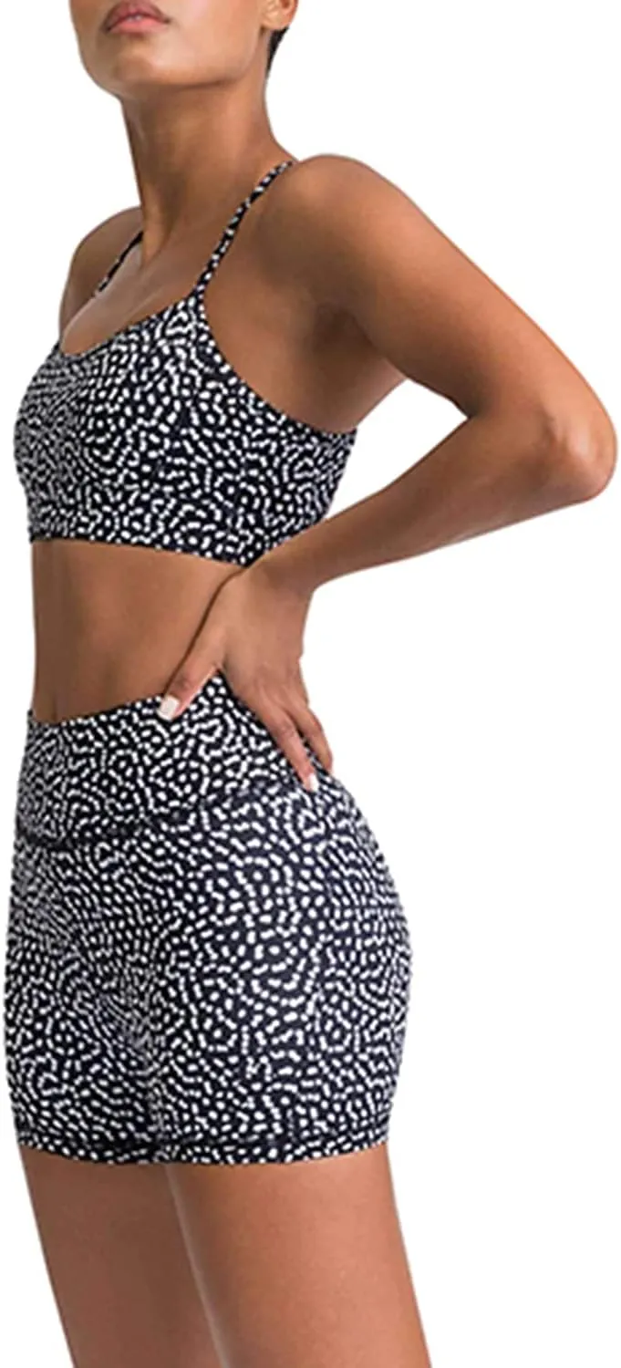 IMEKIS Women's Workout Sets 2 Piece Yoga Outfit High Waisted Biker Shorts Leggings Sports Bra Gym Fitness Clothes Tracksuit