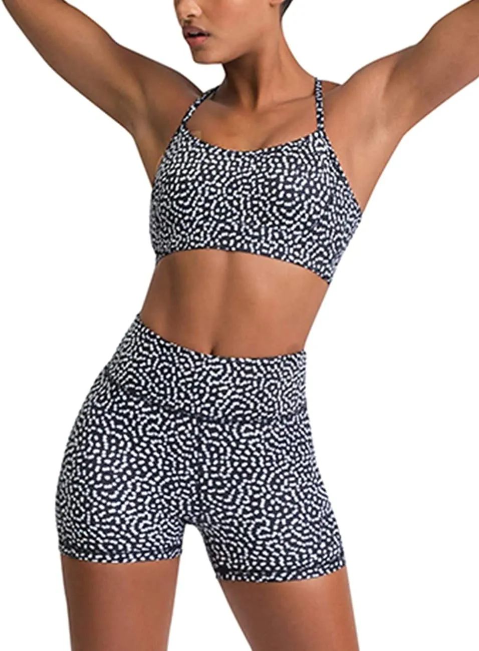 IMEKIS Women's Workout Sets 2 Piece Yoga Outfit High Waisted Biker Shorts Leggings Sports Bra Gym Fitness Clothes Tracksuit