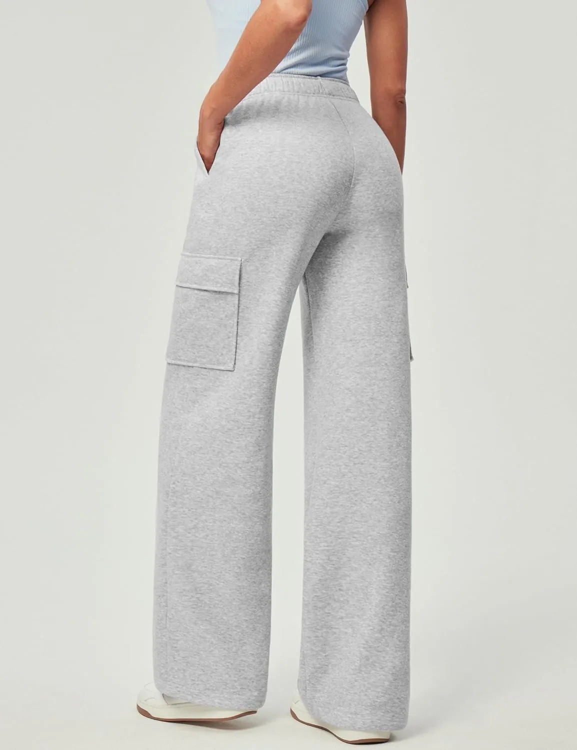 IUGA Fleece Cargo Sweatpants for Women Wide Leg Cargo Pants High Waisted Sweats Pants with Pockets Baggy Joggers Pants